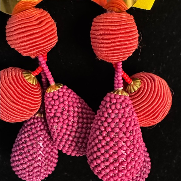 Lizzie Fortunato Pink Meteor EUC Gold Tone Post Back Statement Earrings Runway - Picture 4 of 9